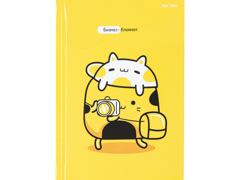 Бизнес-блокнот А6 80л. «ЖЁЛТЫЕ КОТИКИ» (7БЦ, глян. лам., цвет. мелов. обл.)