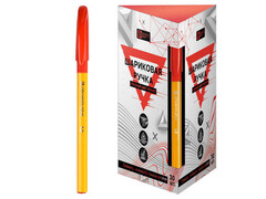 Ручка шариковая желтый корпус 1,0 мм КРАСНАЯ (30 шт/уп) 64129