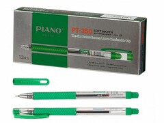 67713 [PT-350 зел]Ручка масляная PIANO 0,7мм ЗЕЛЕНАЯ (12шт/уп)