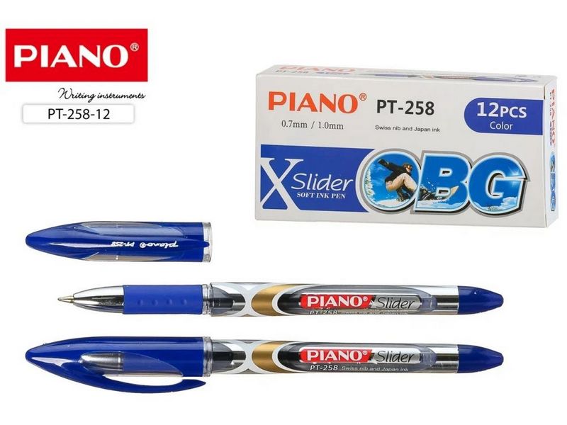 Купить оптом Ручка масляная «PIANO Slider» 0,7/1 мм СИНЯЯ (12шт/уп) в Луганске