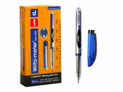 67718 [CL-8048 синяя]Ручка масляная «Writo-meter» 10км, уровень чернил, серебристый корпус 0,5 мм СИНЯЯ (12шт/уп)