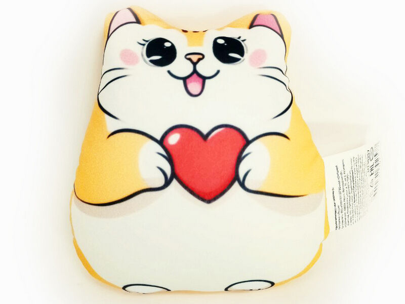 Купить оптом Мягкая игрушка-антистресс «КОТ ОРАНЖЕВЫЙ С СЕРДЦЕМ» 20 см МТ30257 в Луганске