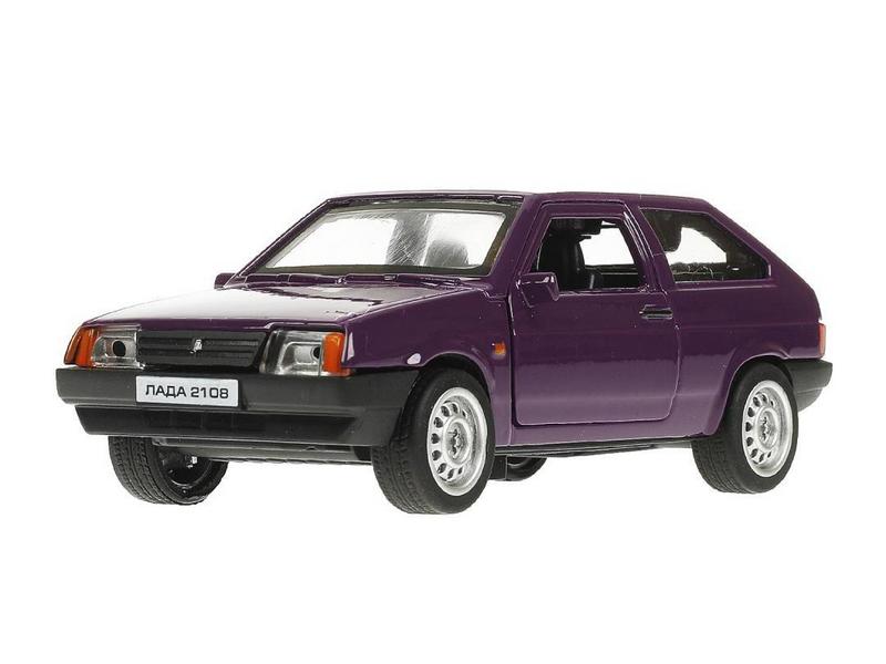 ТЕХНОПАРК Машина LADA-2108 "СПУТНИК" баклажан металл. инерц. 12 см (открыв. двери, багажник) в кор.