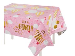 68146 [6233082] Скатерть «It's a Girl» розовый металлик 1,37*1,83 м