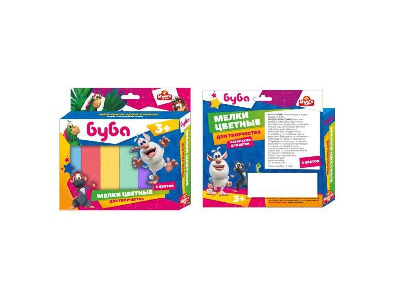 Купить оптом Мелки для рисования на асфальте «Буба» 6 цветов 6 шт 100MEL6-BUBA в Луганске