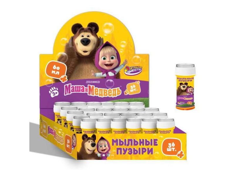Купить оптом Мыльные пузыри «Маша и Медведь» 60 мл 36шт/уп 01086-60ЭД в Луганске