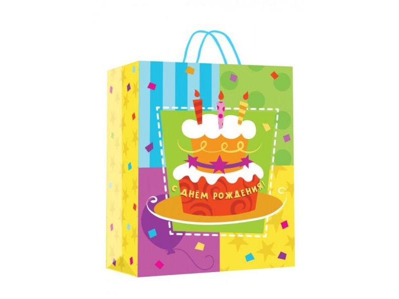 Пакет подарочный «С ДНЕМ РОЖДЕНИЯ! ТОРТ» 22*31*10 см (мат. лам.) PML-104460-HB4