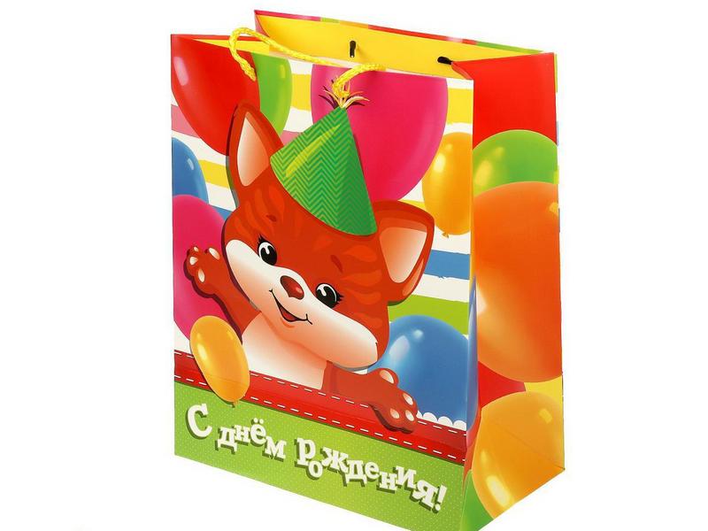 Пакет подарочный «ПОЗДРАВЛЯЮ! ЩЕНОК» 26*32*14 см (мат. лам.) PL-102960-PZDR