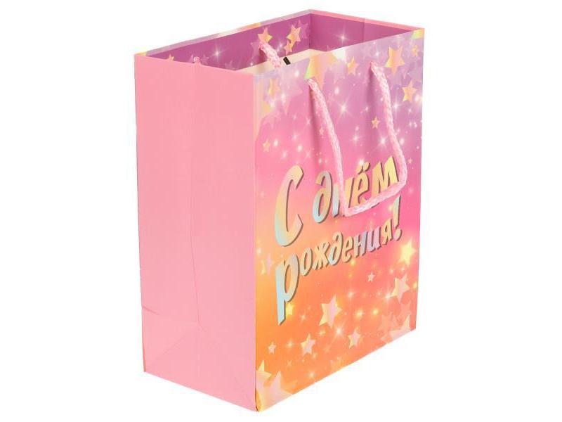 Пакет подарочный «С ДНЕМ РОЖДЕНИЯ! ЗВЕЗДЫ» 18*23*10 см (мат. лам.) PM-110082-HB10