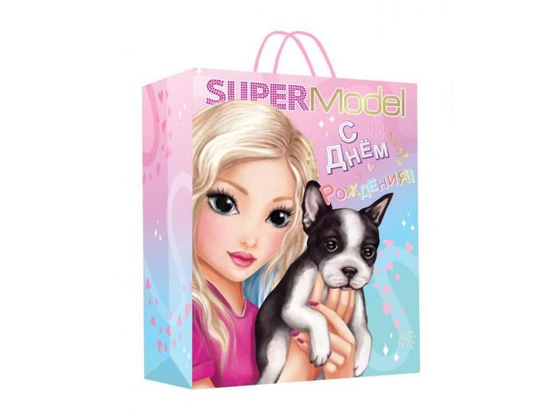 Купить оптом Пакет подарочный «С ДНЕМ РОЖДЕНИЯ! SUPER MODEL» 18*23*10 см (глян. лам.) PM-109415-TM2HB в Луганске