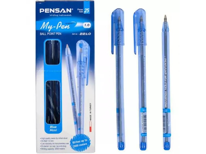 Ручка шариковая "MY-PEN " прозрачный корпус 1 мм СИНЯЯ (25шт/уп)