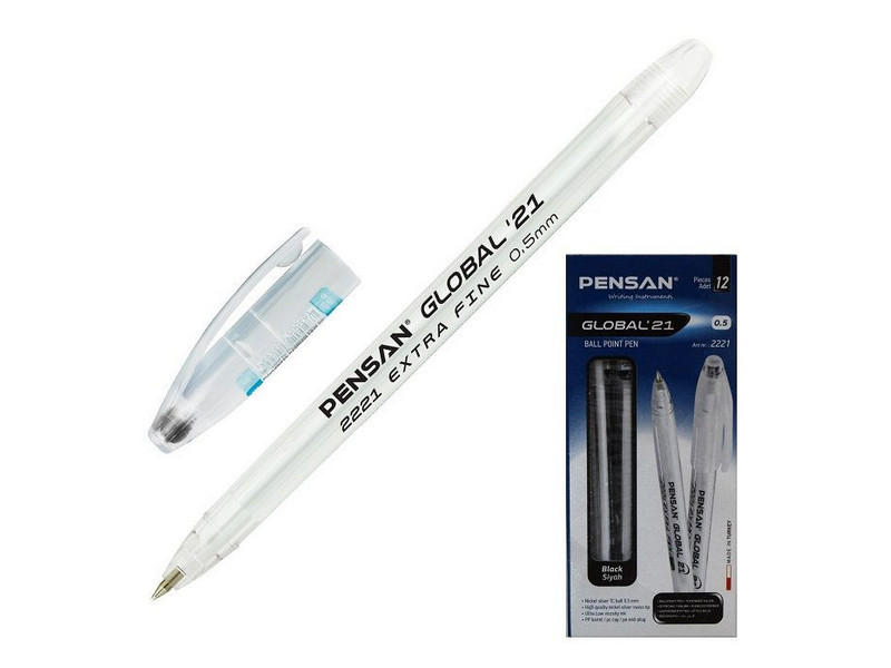 Купить оптом Ручка шариковая "PENSAN GLOBAL" прозрачный корпус 0,5 мм ЧЕРНАЯ (12шт/уп) в Луганске