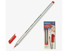 69553 [1003 красная]Ручка шариковая "TRIBALL" серый корпус 1 мм КРАСНАЯ (12шт/уп)