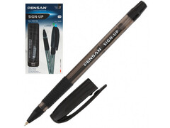 Ручка шариковая"SIGN-UP" прозрачный корпус 1 мм ЧЕРНАЯ (12шт/уп)