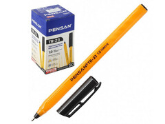 69560 [TR-23-черная]Ручка шариковая «PENSAN TR-23" трехгранный желтый корпус 1 мм ЧЕРНАЯ (50шт/уп)