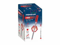 69562 [1005 красная]Ручка масляная «PENSAN 1005» прозрачный корпус 0,7 мм КРАСНАЯ (50шт/уп)