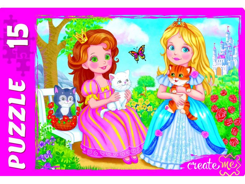 МАКСИ-ПАЗЛЫ 15 элементов. ПРИНЦЕССА С КОТЯТАМИ