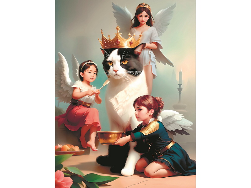 Холст с красками 30х40 см по номерам. ПУШИСТЫЙ КОРОЛЬ