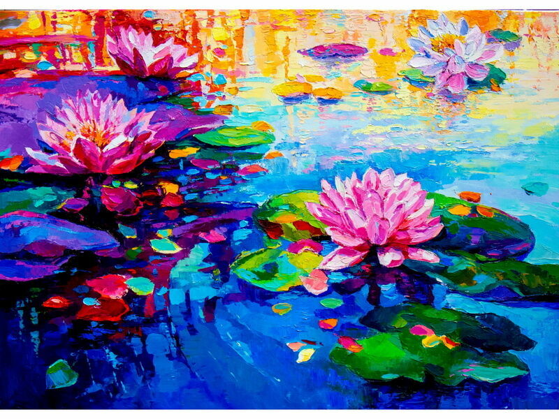 Холст с красками 40х50 см по номерам. ЯРКИЕ КУВШИНКИ