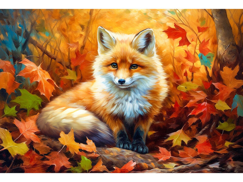 Алмазная мозаика 30х40 см МАЛЕНЬКИЙ ЛИСЕНОК (с подр., с полн. заполн., класс.)