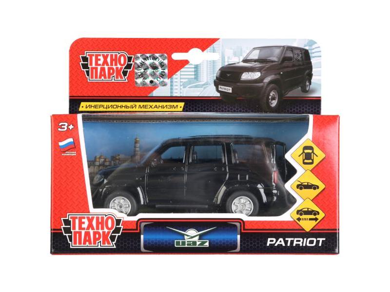 ТЕХНОПАРК МАШИНА UAZ PATRIOT ЧЕРНЫЙ МЕТАЛЛ. ИНЕРЦ. 12СМ (ОТКРЫВ. ДВЕРИ, БАГАЖНИК) В КОР.