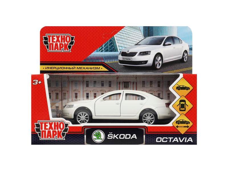 ТЕХНОПАРК МАШИНА SKODA OCTAVIA БЕЛЫЙ МЕТАЛЛ. ИНЕРЦ. 12СМ (ОТКРЫВ. ДВЕРИ, БАГАЖНИК) В КОР.