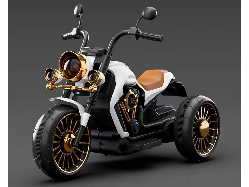 Электромотоцикл трехколесный на р/у (свет, звук, подключение к USB, аккум. 6V, колеса пластик, до 25 кг) ЧЕРНЫЙ M21