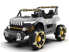 Электромобиль 2-местный на р/у (свет, звук, подключение USB+Bluetooth+MP3, аккум. 12V, 20А, колеса пластик, сиденье кожа, открыв. двери, качается, до 30 кг) СЕРЫЙ 16/016