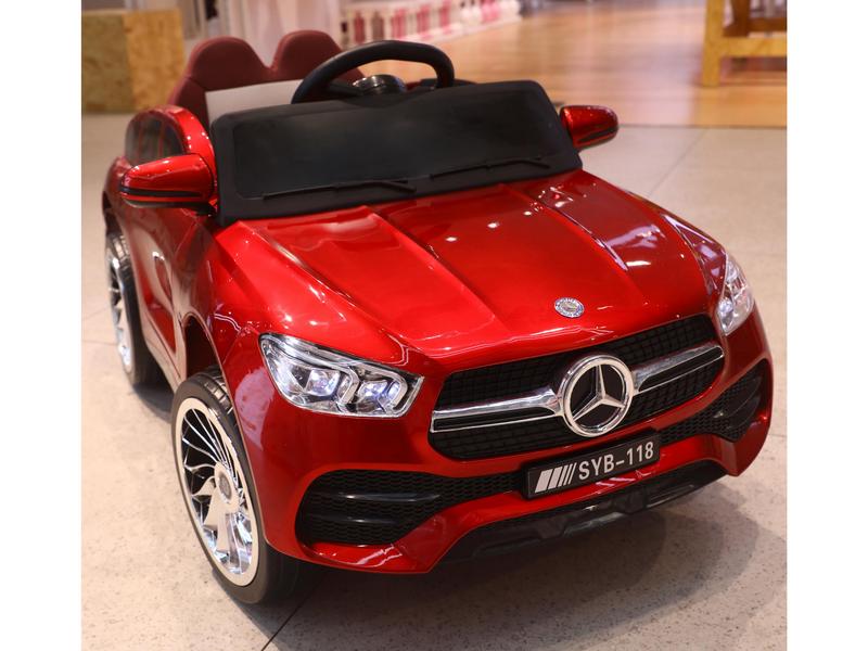 Электромобиль Mercedes на р/у (свет, звук, подключение USB+Bluetooth+MP3, 2 аккум. по 6V, колеса пластик, сиденье кожа, открыв. двери, качается, до 20 кг) КРАСНЫЙ 02/003