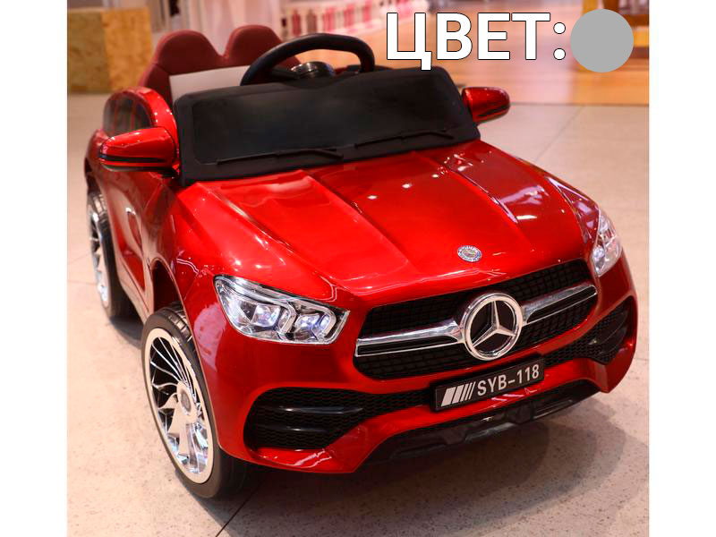 Электромобиль Mercedes на р/у (свет, звук, подключение USB+Bluetooth+MP3, 2 аккум. по 6V, колеса пластик, сиденье кожа, открыв. двери, качается, до 20 кг) СЕРЫЙ 02/003