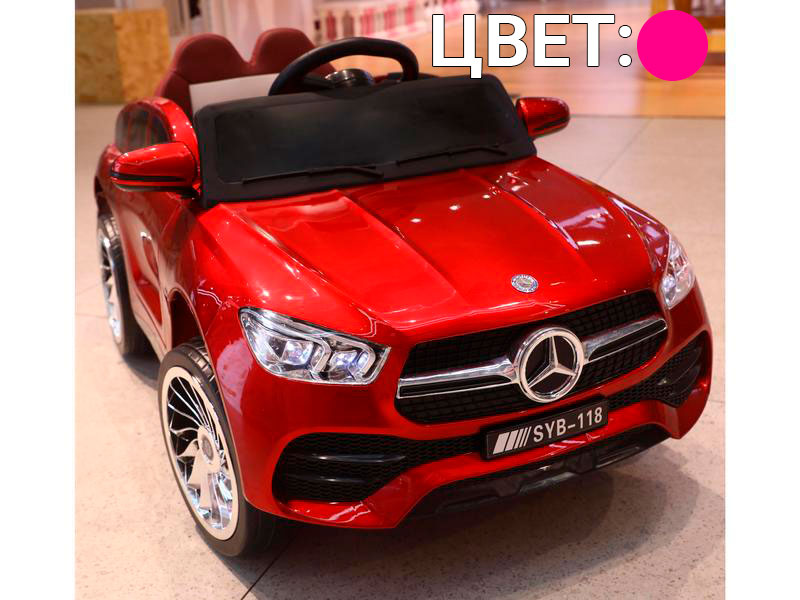 Электромобиль Mercedes на р/у (свет, звук, подключение USB+Bluetooth+MP3, 2 аккум. по 6V, колеса пластик, сиденье кожа, открыв. двери, качается, до 20 кг) РОЗОВЫЙ 02/003
