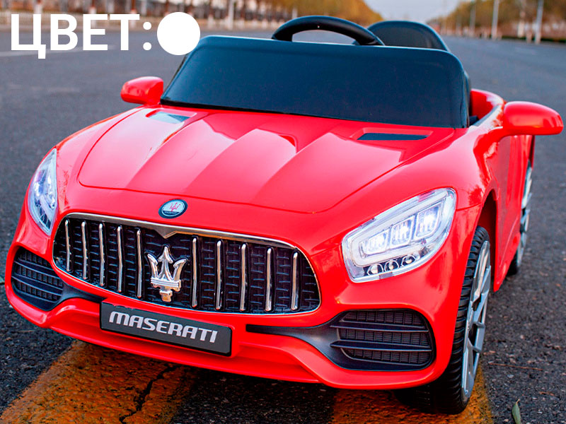 Электромобиль Maserati на р/у (свет, звук, подключение USB+Bluetooth+MP3, аккум. 12V, 20А, колеса пластик, сиденье кожа, открыв. двери, качается, до 25 кг) БЕЛЫЙ 58/002