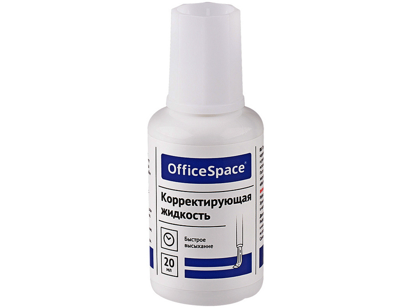Корректирующая жидкость «OfficeSpace» 20 мл на химической основе с кистью (12шт/уп)