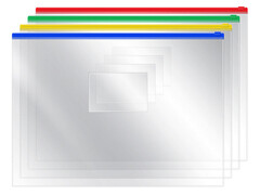 Папка на бегунке А4 120 мкм с карманом прозрачная