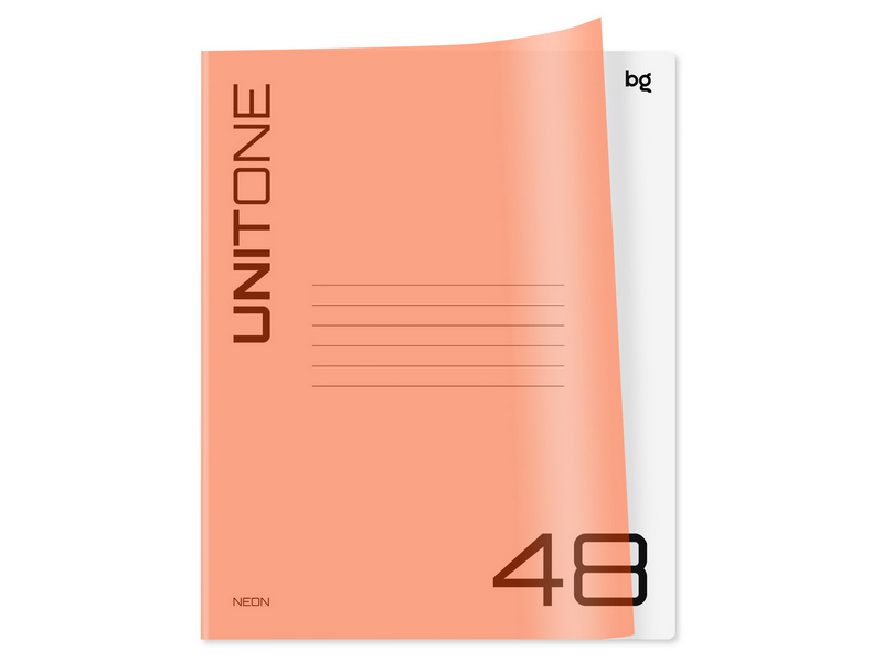 Тетрадь 48л КЛЕТКА «BG. UniTone. Neon» (пластик. обл., оранжевый)