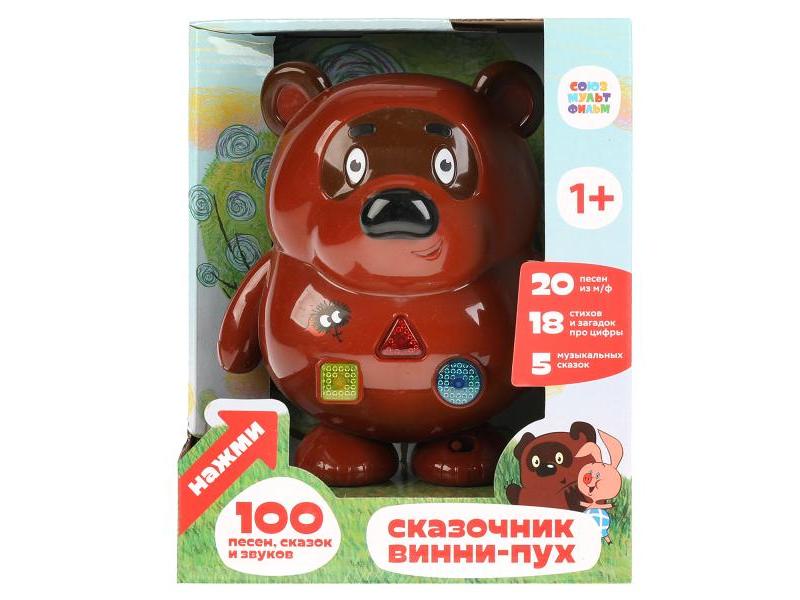 Обучающая игрушка на бат. «Сказочник Винн-Пух» (свет, 100 песен, сказок, звуков) 22*19*13 см в кор. HT1051-R