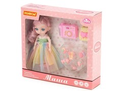 Кукла "Маша" 16 см в нарядном платье + аксессуары 8 эл. в коробке