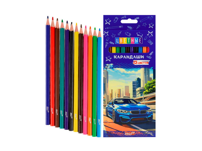 Купить оптом Карандаши цветные 12цв. «АВТО» КЦ-4696 в Луганске