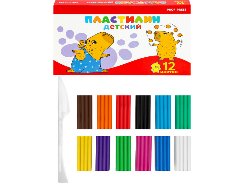 Пластилин 12 цветов 180г «Капибара» ПЛ-5952