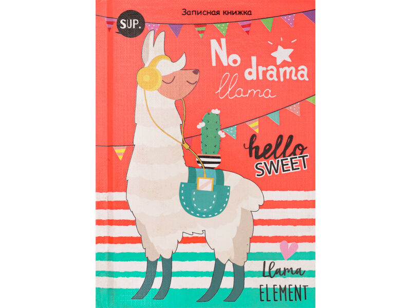 ЗАПИСНАЯ КНИЖКА А6 64л «ЛАМА В НАУШНИКАХ» (7БЦ, лен, глян. лам.)