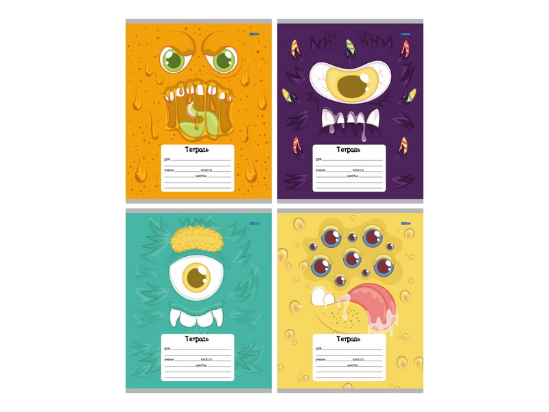 Тетрадь 12 л ЛИНИЯ «ЗУБАСТЫЙ МОНСТР» (цвет. мелов. обл.)