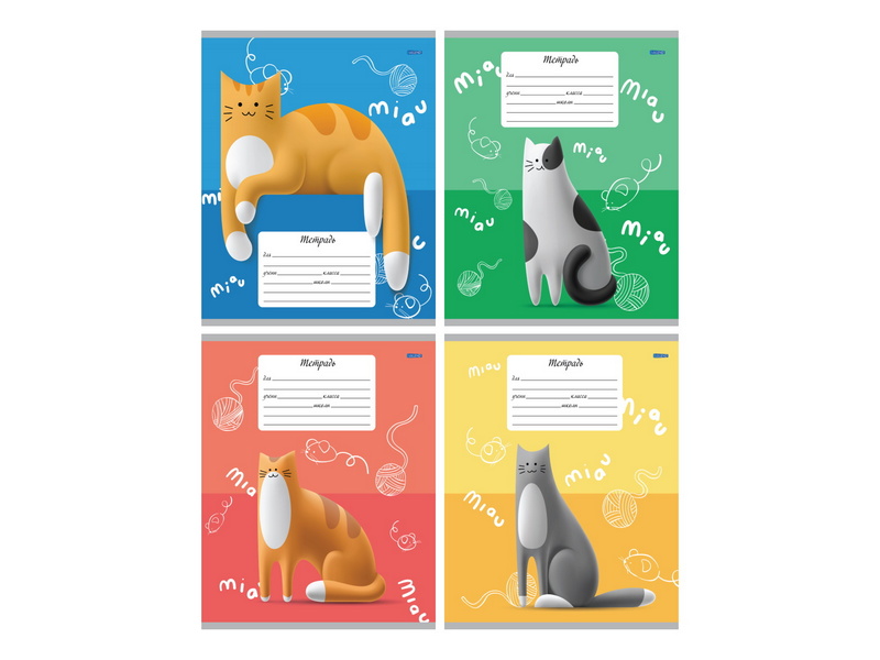 Тетрадь 12 л ЛИНИЯ «УЛЫБКА КОТА» (цвет. мелов. обл.)