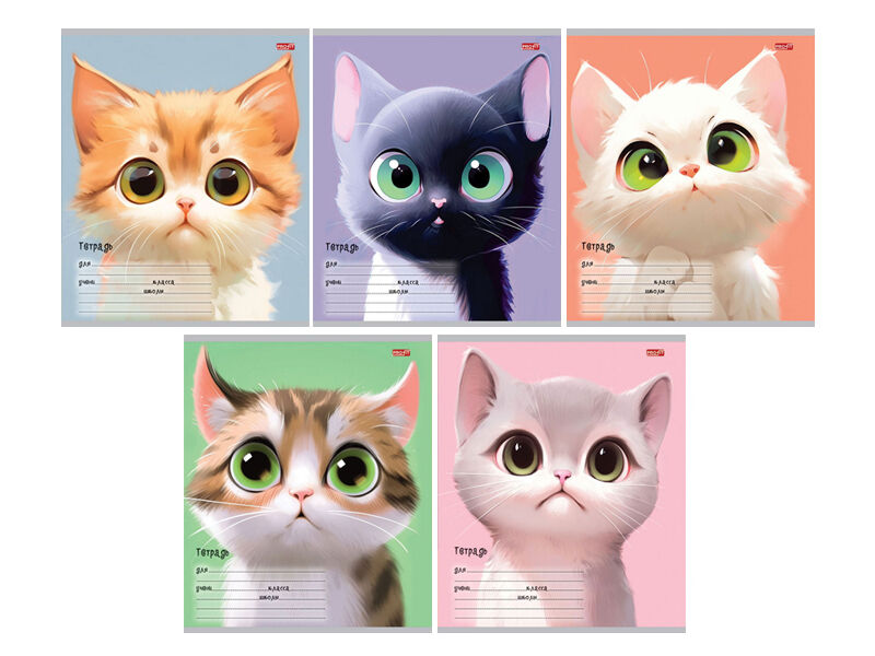 Тетрадь 12 л ЛИНИЯ «МУЛЬТЯШНЫЙ КОТИК» (цвет. мелов. обл.)