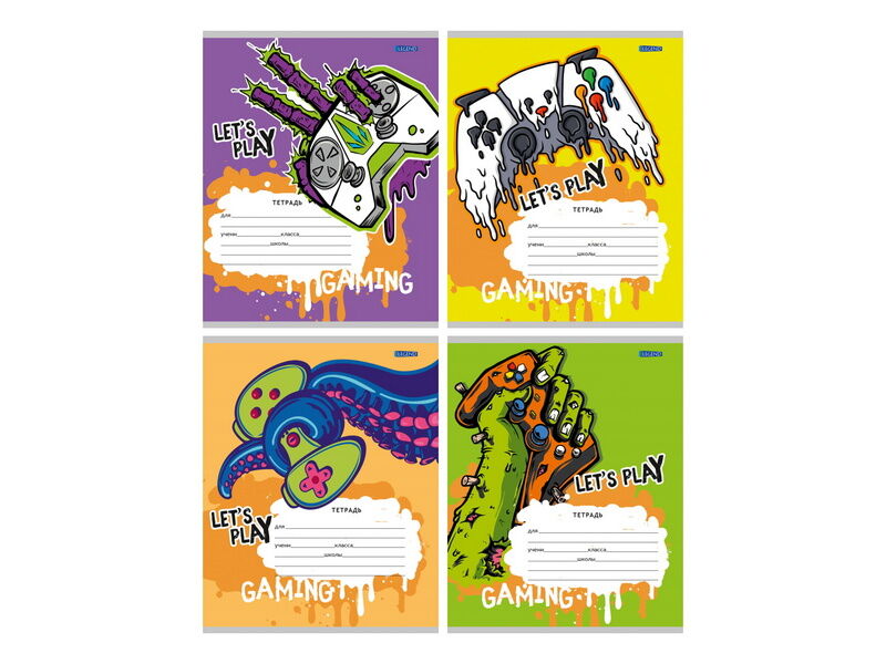 Тетрадь 18 л КЛЕТКА «ГЕЙМПАД МОНСТРА» (цвет. мелов. обл.)