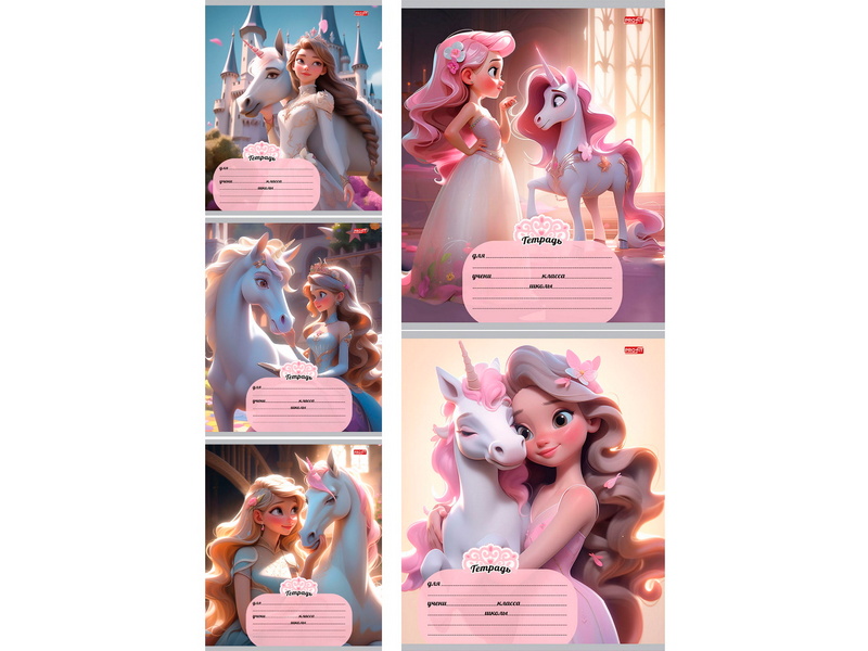 Тетрадь 18 л КЛЕТКА «ДЕВОЧКА И ЕДИНОРОГ-2» (цвет. мелов. обл.)