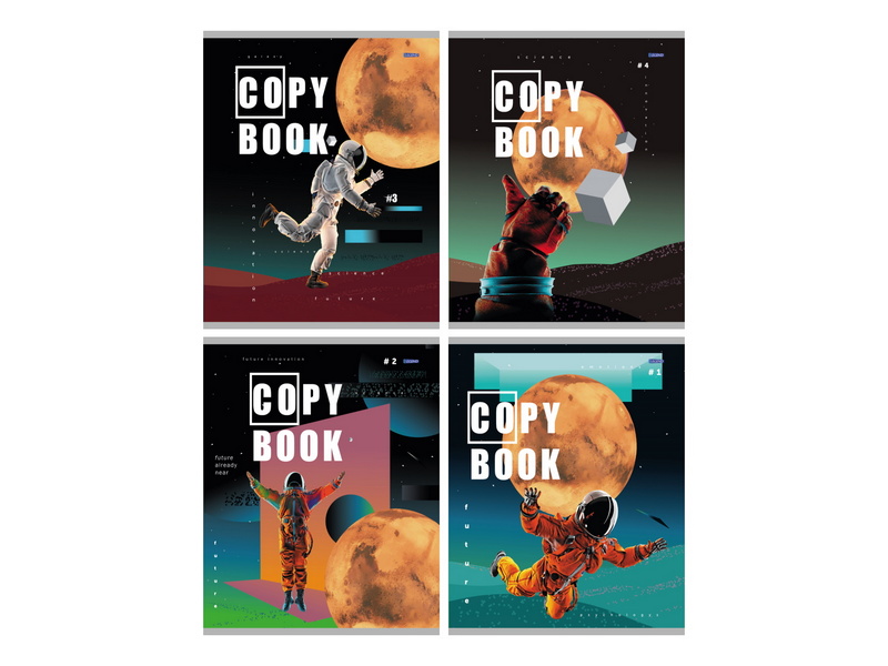 Тетрадь 48 л КЛЕТКА «КОСМОНАВТ И ЛУНА» (цвет. мелов. обл.)