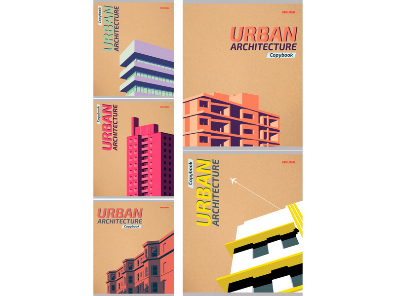 Купить оптом Тетрадь 48 л КЛЕТКА «АРХИТЕКТУРНЫЙ МИКС» (крафт) в Луганске