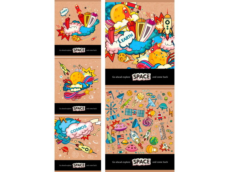 Тетрадь 48 л КЛЕТКА «ВЗРЫВНОЙ КОСМОС» (крафт)