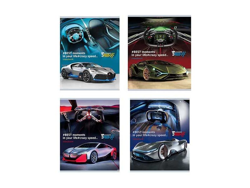 Тетрадь 96 л КЛЕТКА «ФУТУРИСТИЧНЫЕ АВТО» (цвет. мелов. обл.)