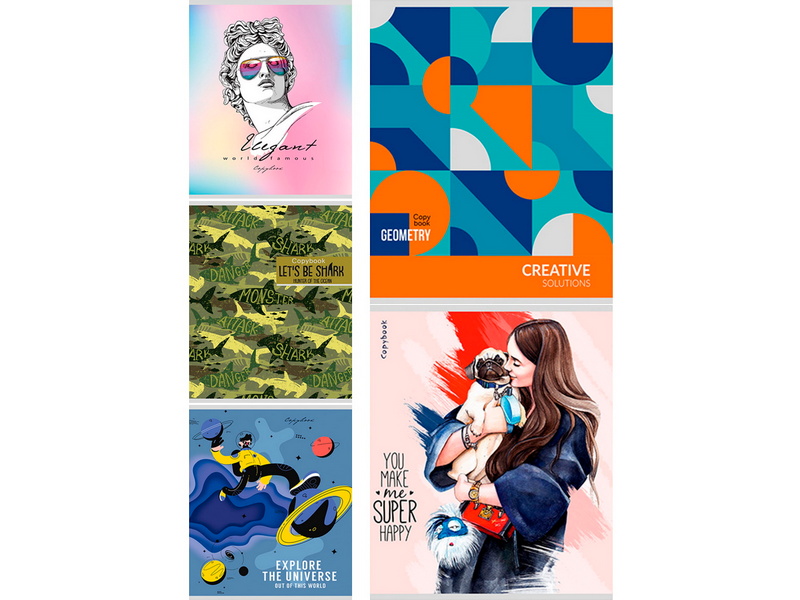 Тетрадь 96 л КЛЕТКА «МИКС 7320» (цвет. мелов. картон, второй блок)